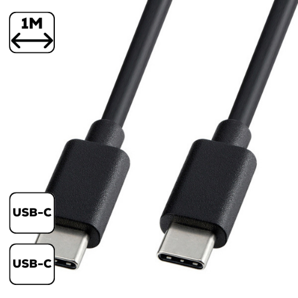 Adatkábel Type-C - Type-C 1m/3A, Fekete