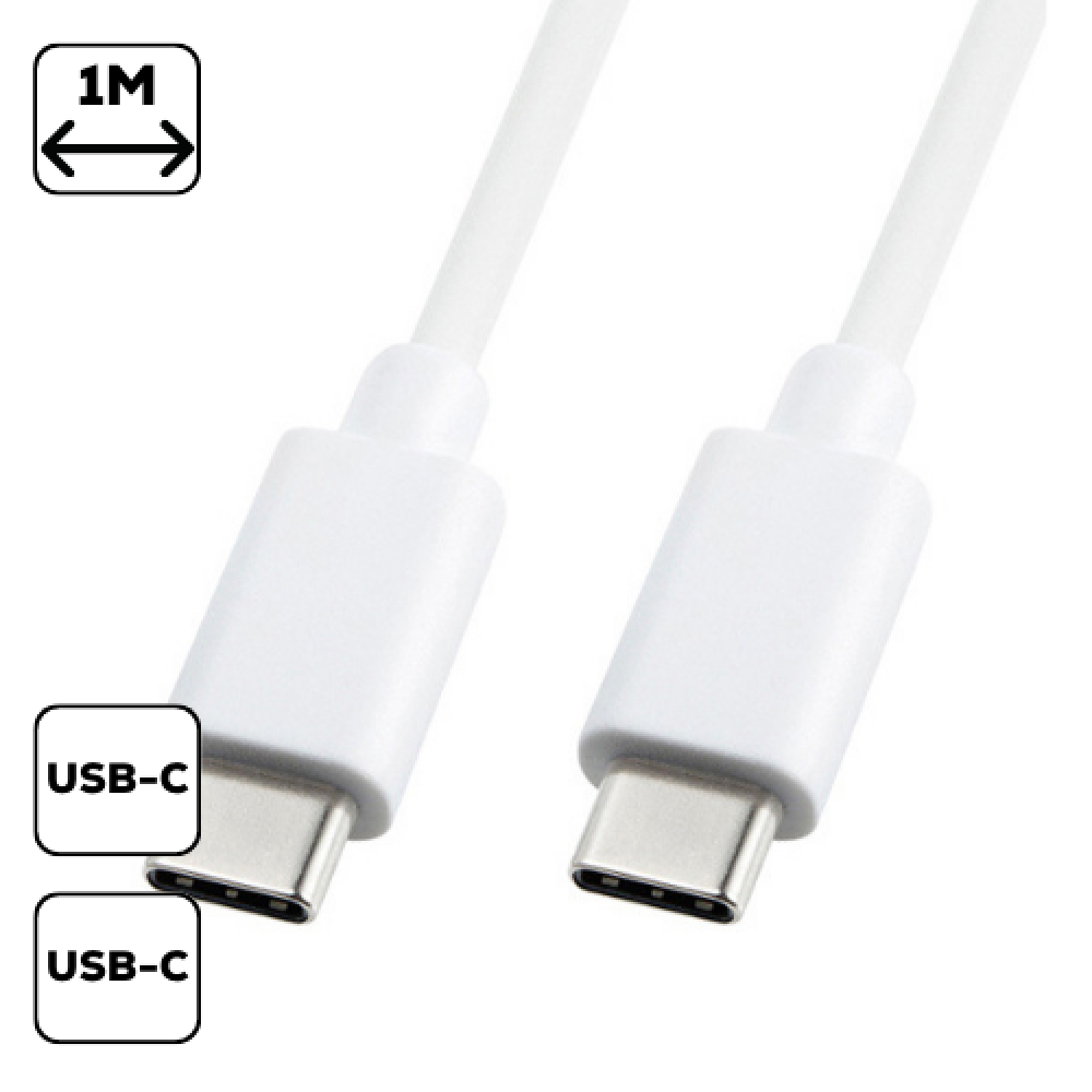 Adatkábel Type-C - Type-C 1m/3A, Fehér