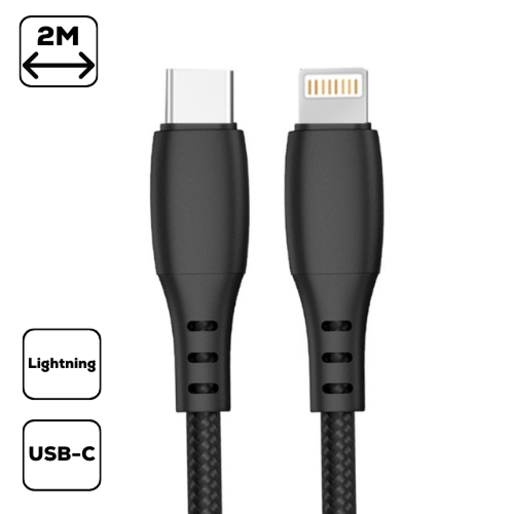 Adatkábel Type-C - Lightning, 2m, Fekete