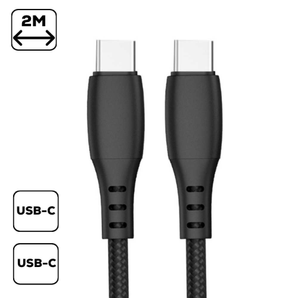 Adatkábel Type-C - Type-C 2m, Fekete