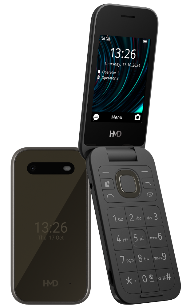 HMD 2660 FLIP 4G DS fekete kártyafüggetlen mobiltelefon