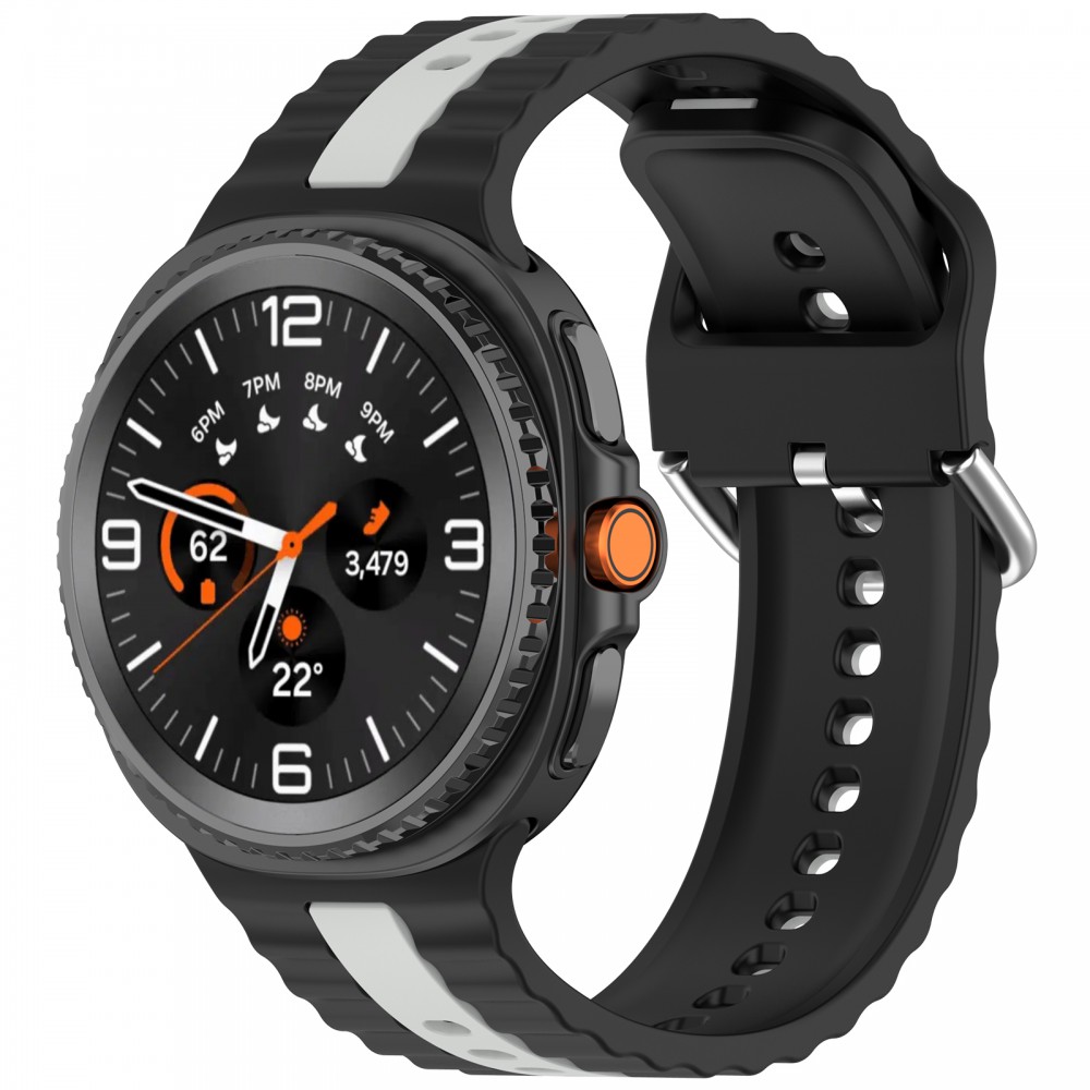 Samsung Galaxy Watch 8/Classic óraszíj fehér csíkokkal,22mm