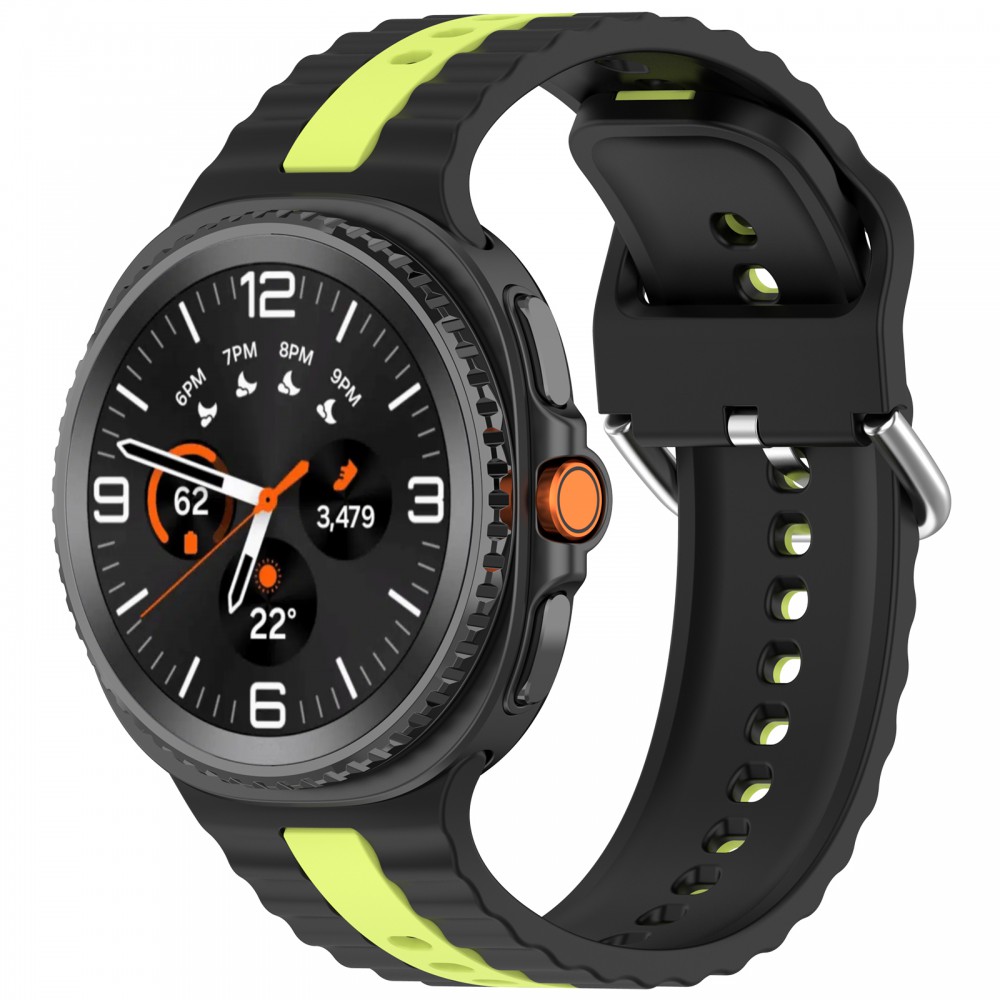 Samsung Galaxy Watch 8/Classic óraszíj sárga csíkokkal,22mm