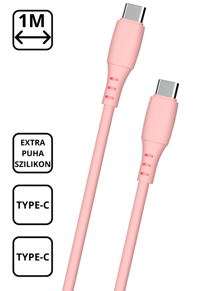 Extra puha szilikon adat és töltőkábel, Pink