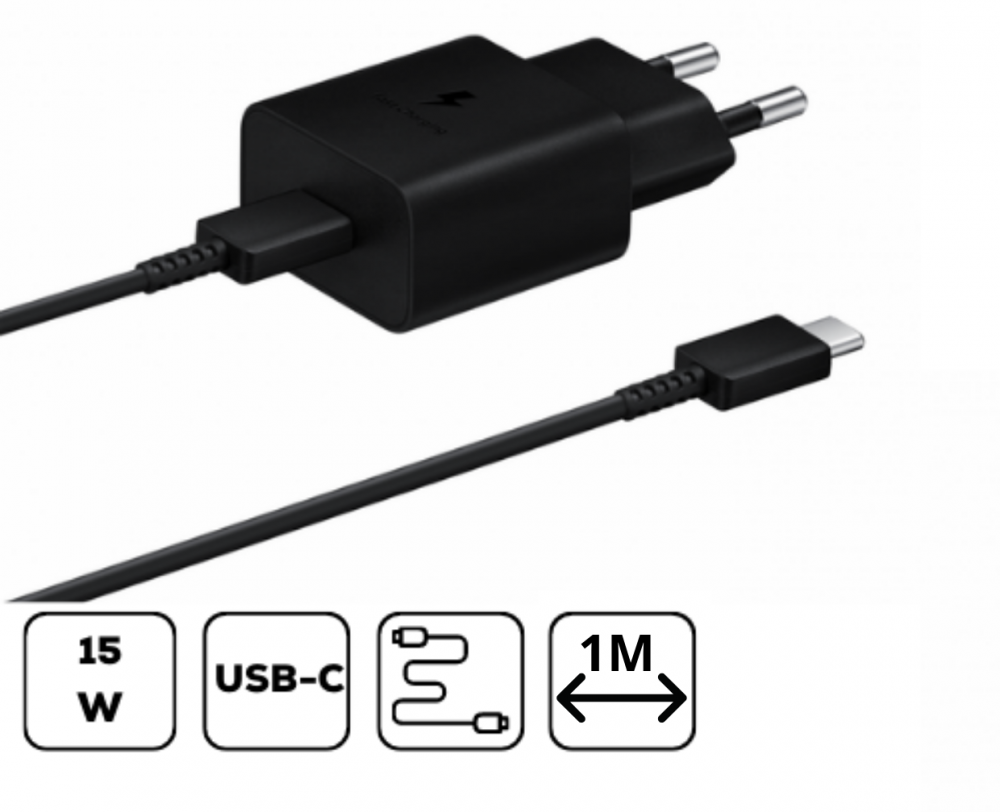 Samsung hálózati adapter kábellel,15W Fekete