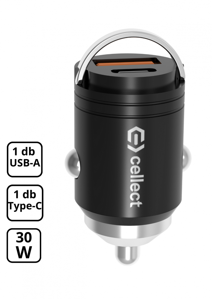 Mini autós töltő adapter gyorstöltő funkcióval 30W