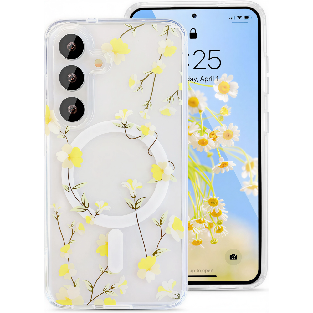 Samsung A27 mágneses dupla lézernyomott tok, Átlátszó