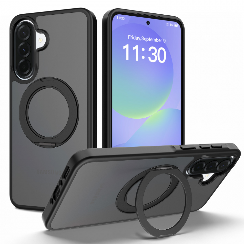 Samsung A27 mágneses 360° forgatható tok, Fekete