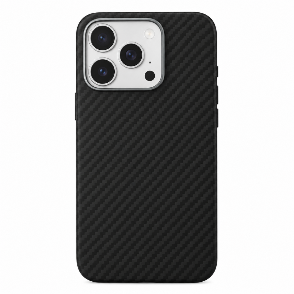 Aramid mágneses karbon tok, Iphone 18 Pro,  Fekete